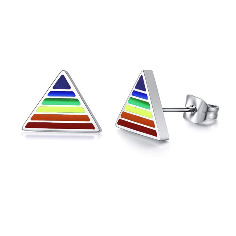 Rainbow LGBT Triangle Stud Earrings 